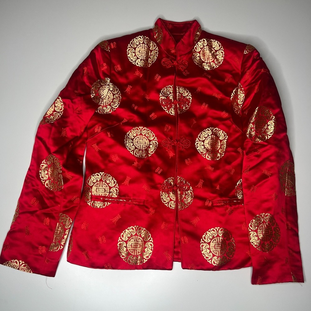 Jenni Max NYC Women's Red‎ Silk Blend Brocade Jacket Size 4 – Made in Hong Kong